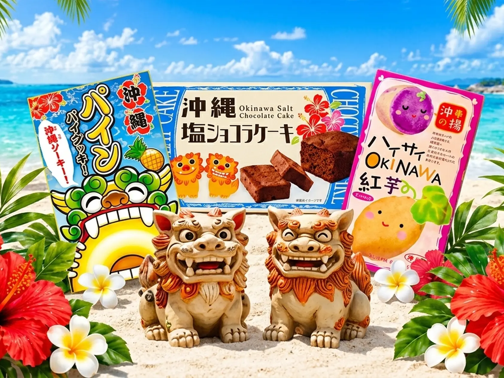 シーサーと沖縄のお菓子